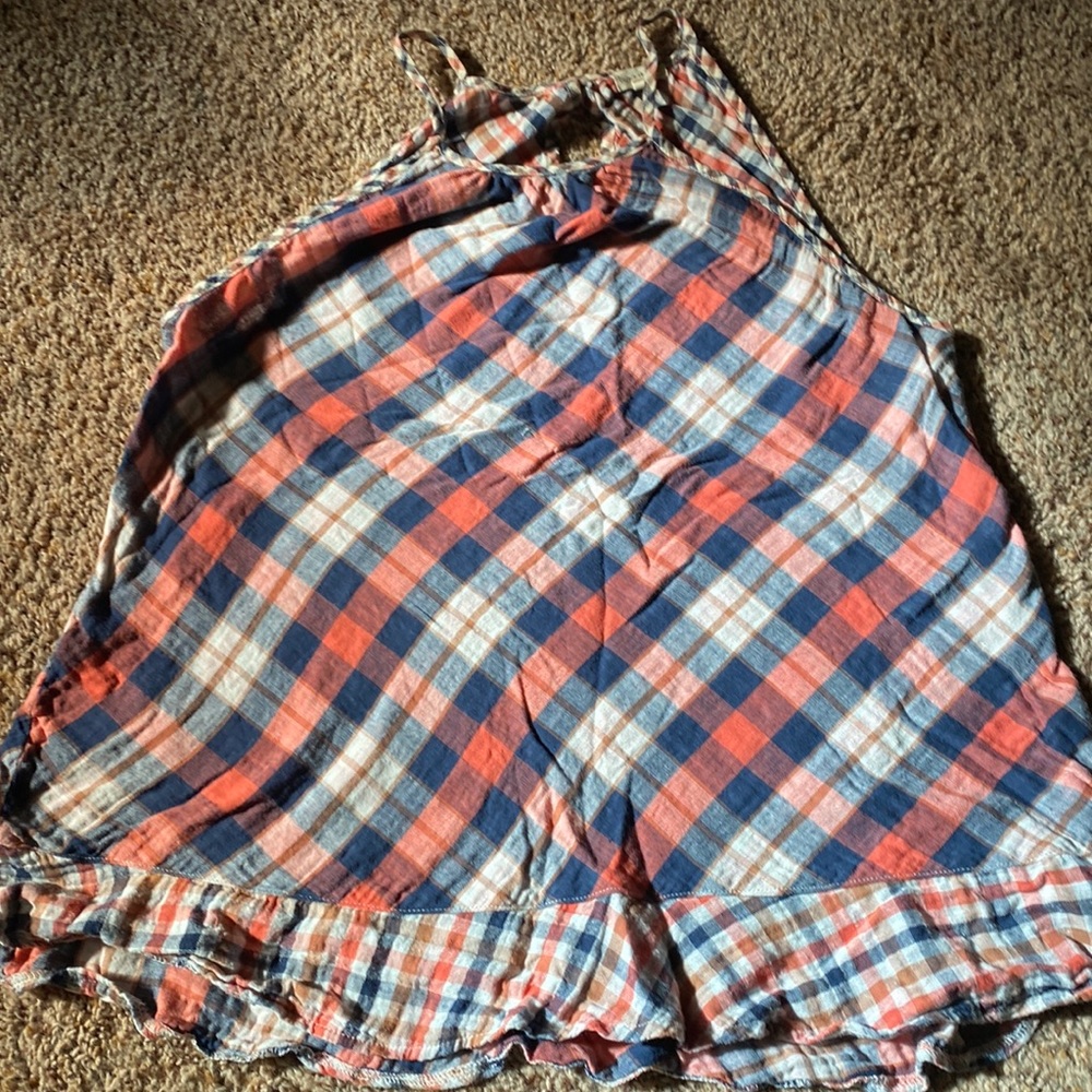 Hem & Thread Plaid Tank Top in Coral and Navy
